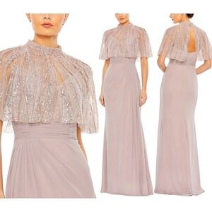 Mac Duggal 20467 Rose Cape Overlay Gown Size 10 $698